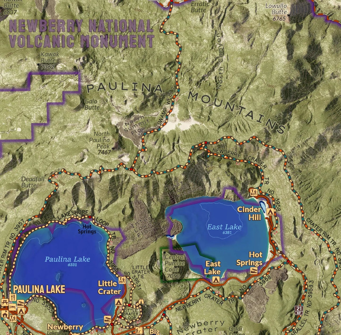 Newberry National Volcanic Monument Wall Map