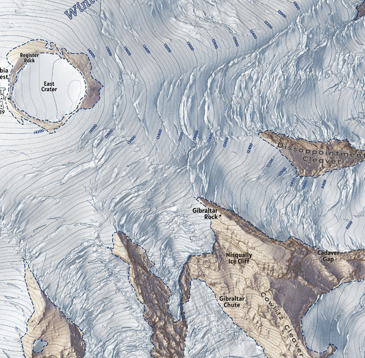 Paradise Trails and Camp Muir to Summit on Mount Rainier Map