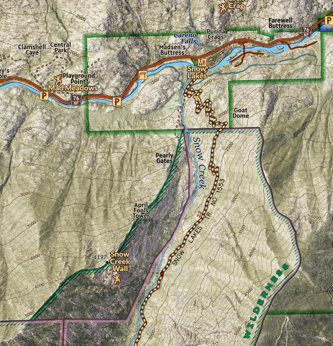 The Enchantments and Stuart Range with Icicle Canyon Adventure Map