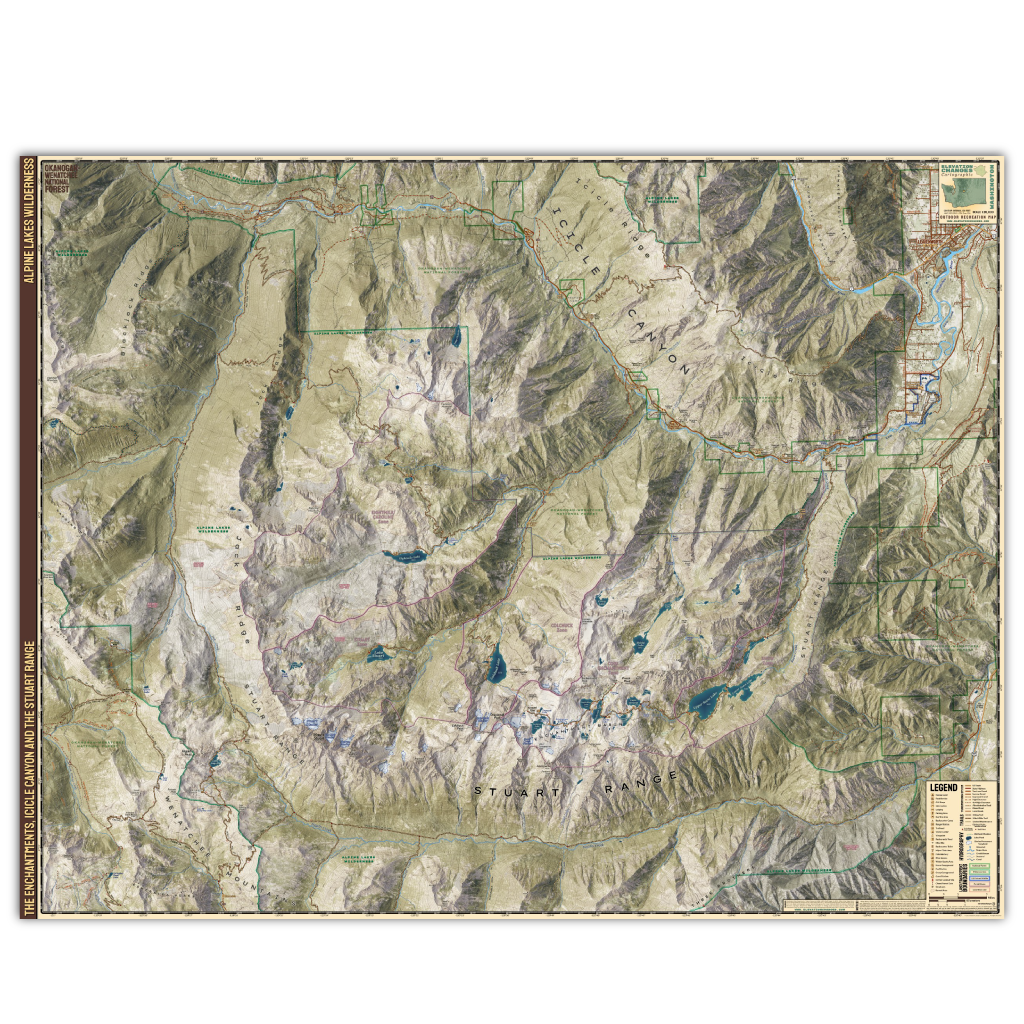 The Enchantments and Stuart Range with Icicle Canyon Adventure Map