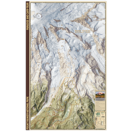 Paradise Trails and Camp Muir to Summit on Mount Rainier Map