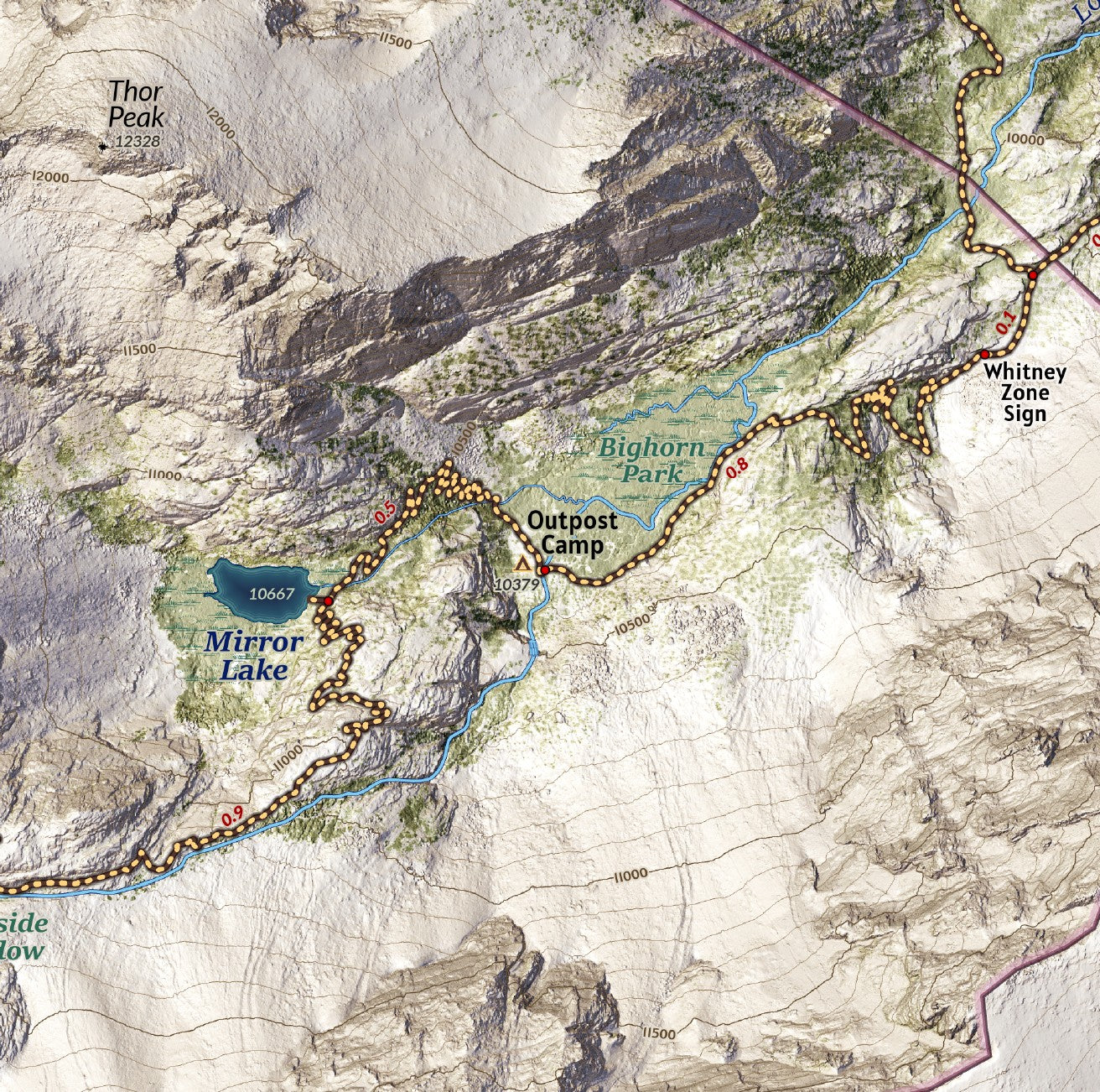 Mount Whitney Hiking and Climbing Map from Whitney Portal