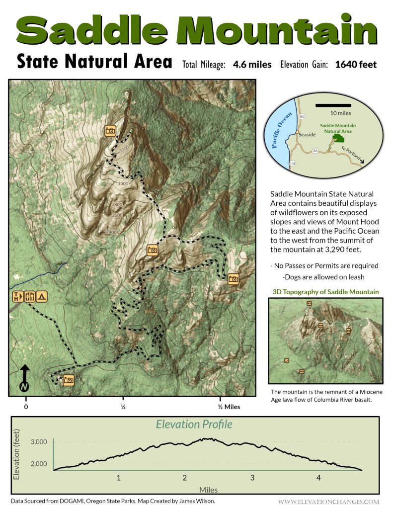Saddle Mountain Trail Map