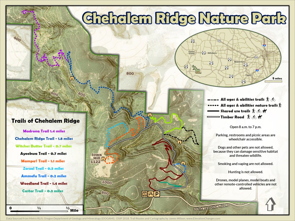 A map of Metros Chehalem Ridge Natural Area