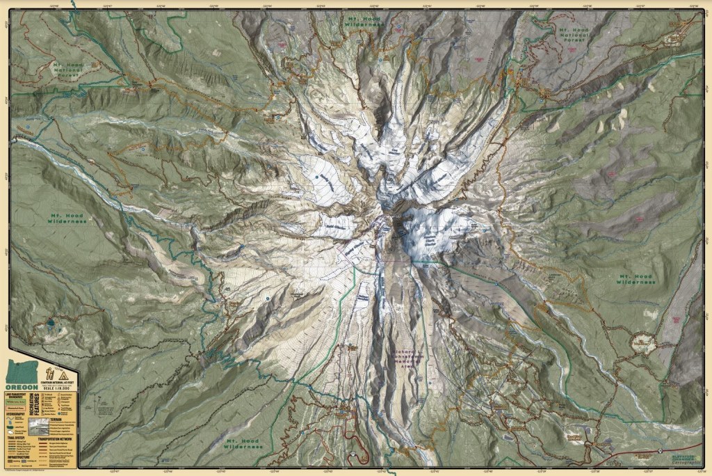 Timberline Trail Map of Mount Hood, Print Version